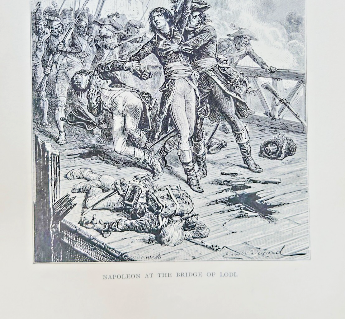 Napoleon at the Bridge of Lodi– 1894 Antique Steel Engraving | Napoleonic War Print