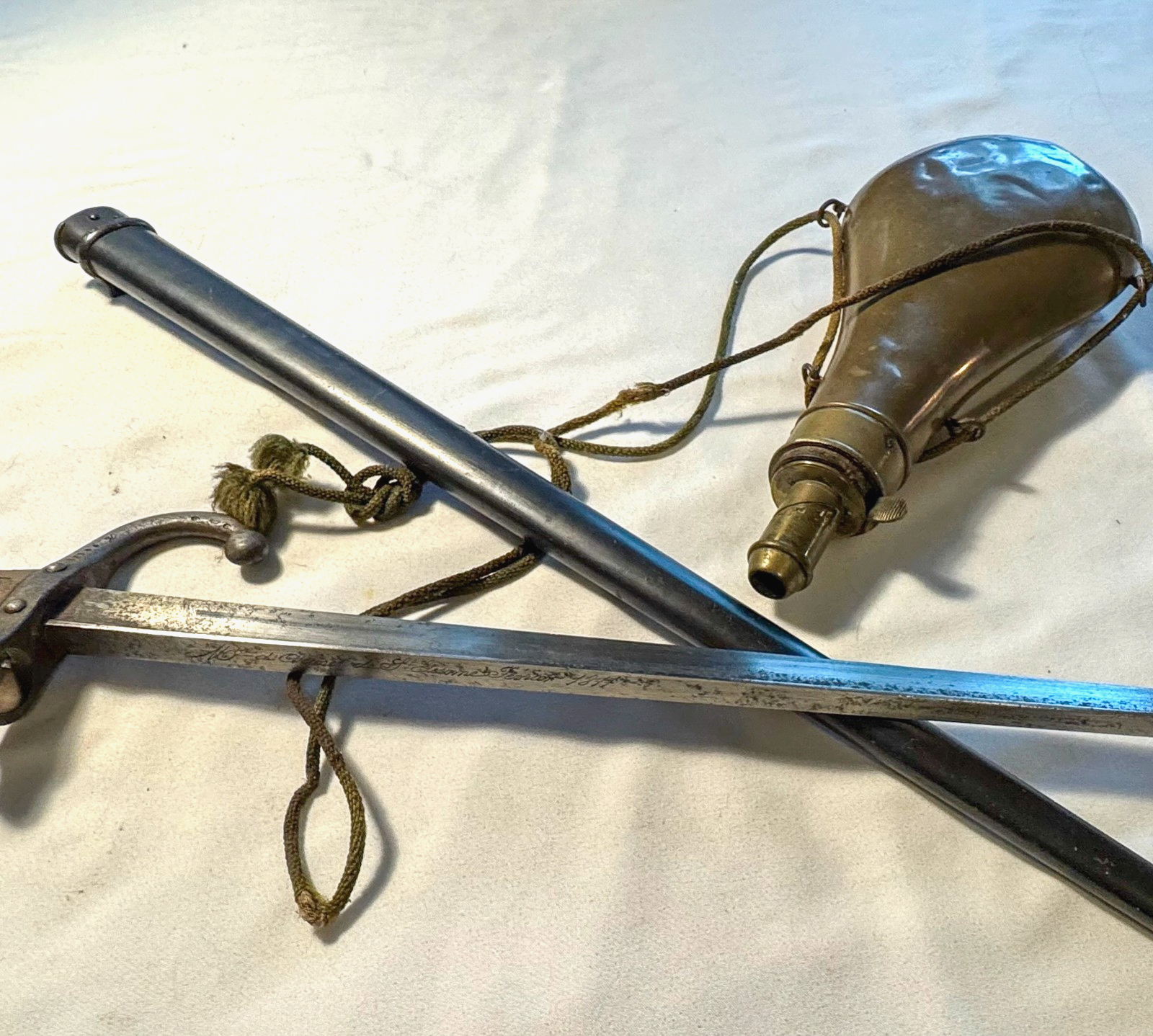 1877 French Gras Bayonet W COPPER POWDER FLASK