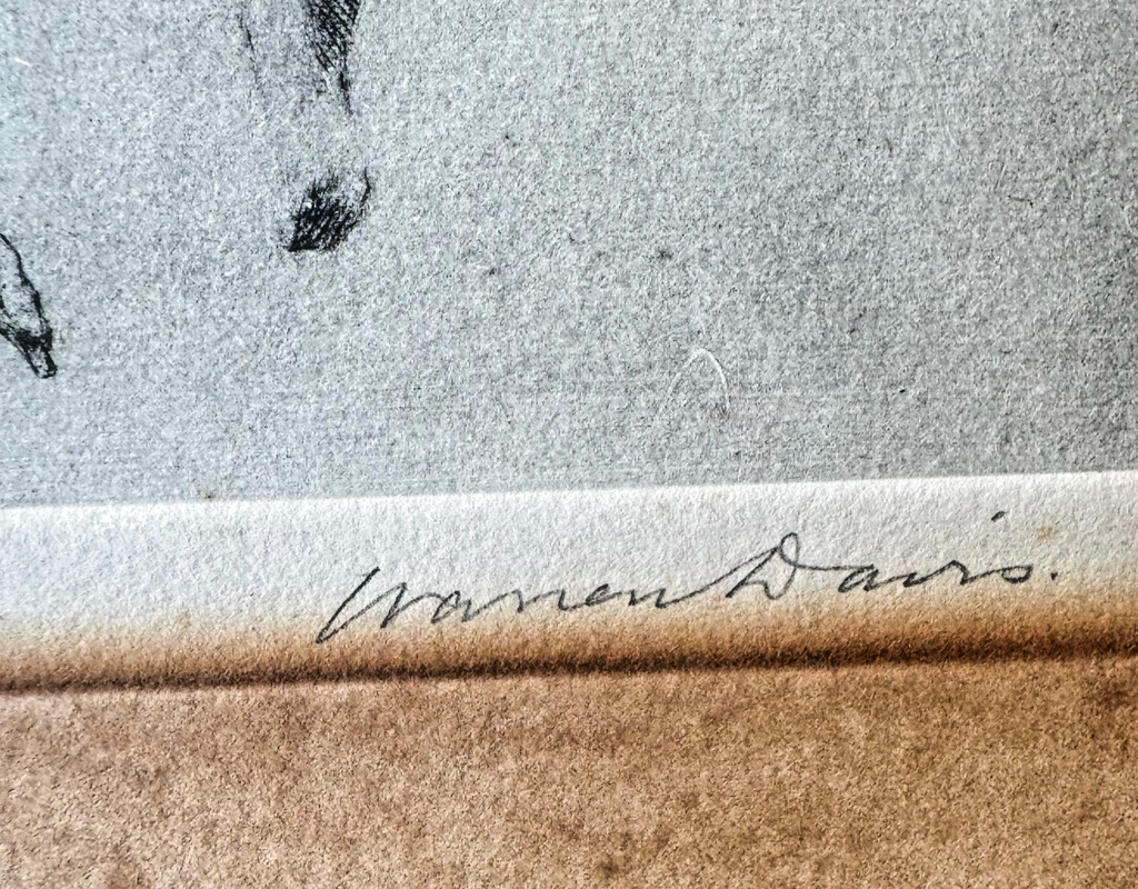 Warren B Davis Dry Point Etching - Signed