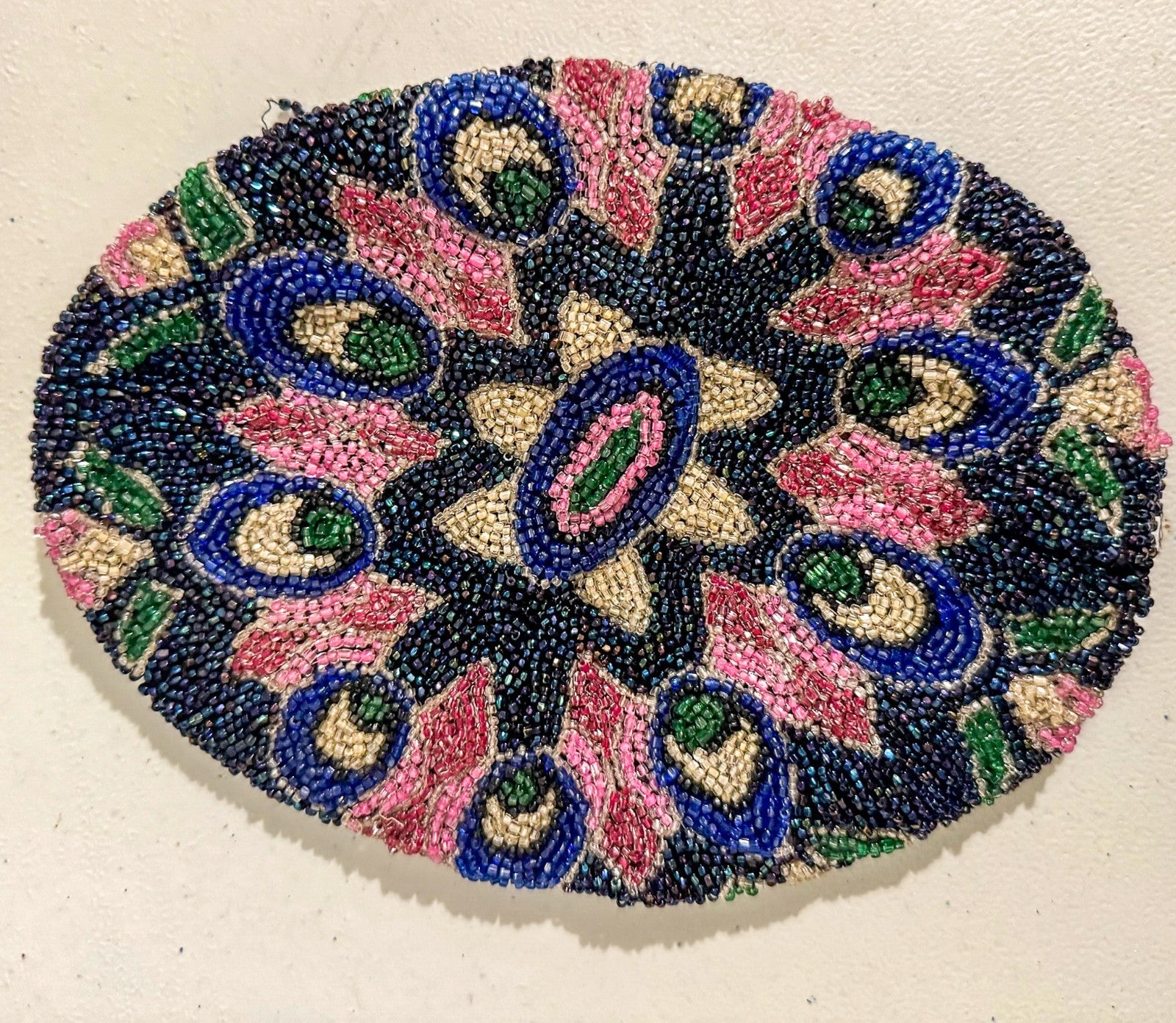 Vintage 1920s Beaded Cloche Skull Cap Flapper Hat Art Deco Hand-Beaded Antique