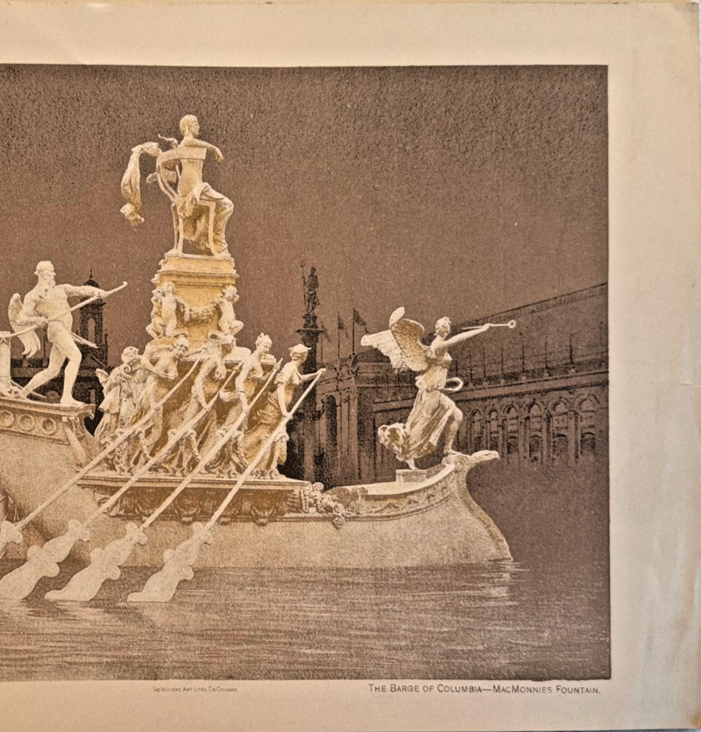 1893 Chicago Tribune Art Supplement – The Barge of Columbia MacMonnies- Fountain