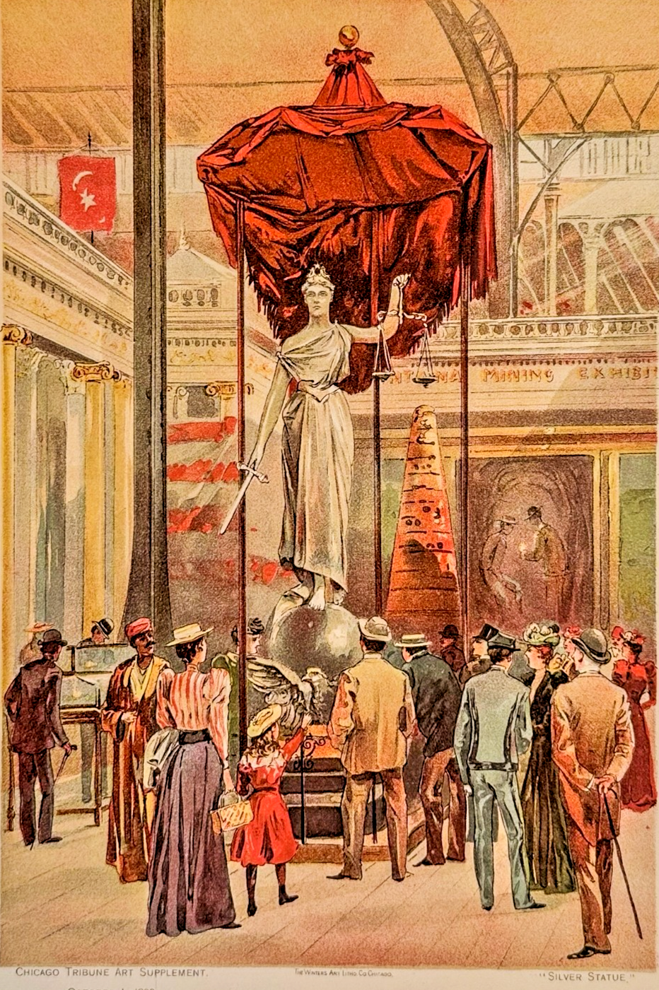 1893 Chicago World’s Fair Art Supplement – 'Silver Statue' Chicago Tribune