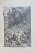 Storming of Warwick Castle, England- 1894 Engraving Print Battle Scene