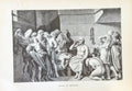 Engraving of the Death of Socrates with classical architecture in the background
