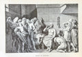 Illustration of the Death of Socrates with classical architecture in the background