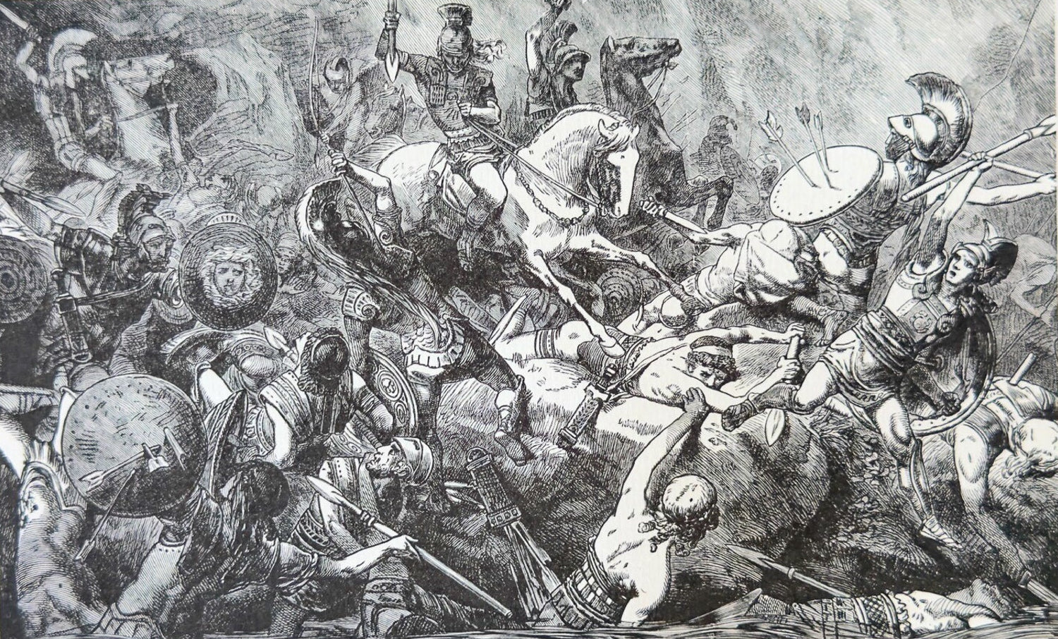 Destruction of the Athenian Army in Sicily – 1894 Antique Engraving Print