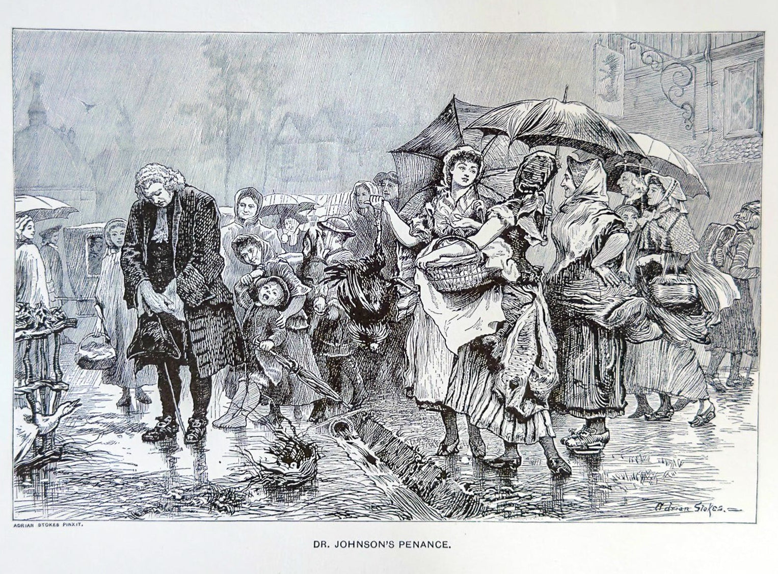 1894 Dr Johnson’s Penance Engraving Victorian Literary Print Samuel Johnson Artwork