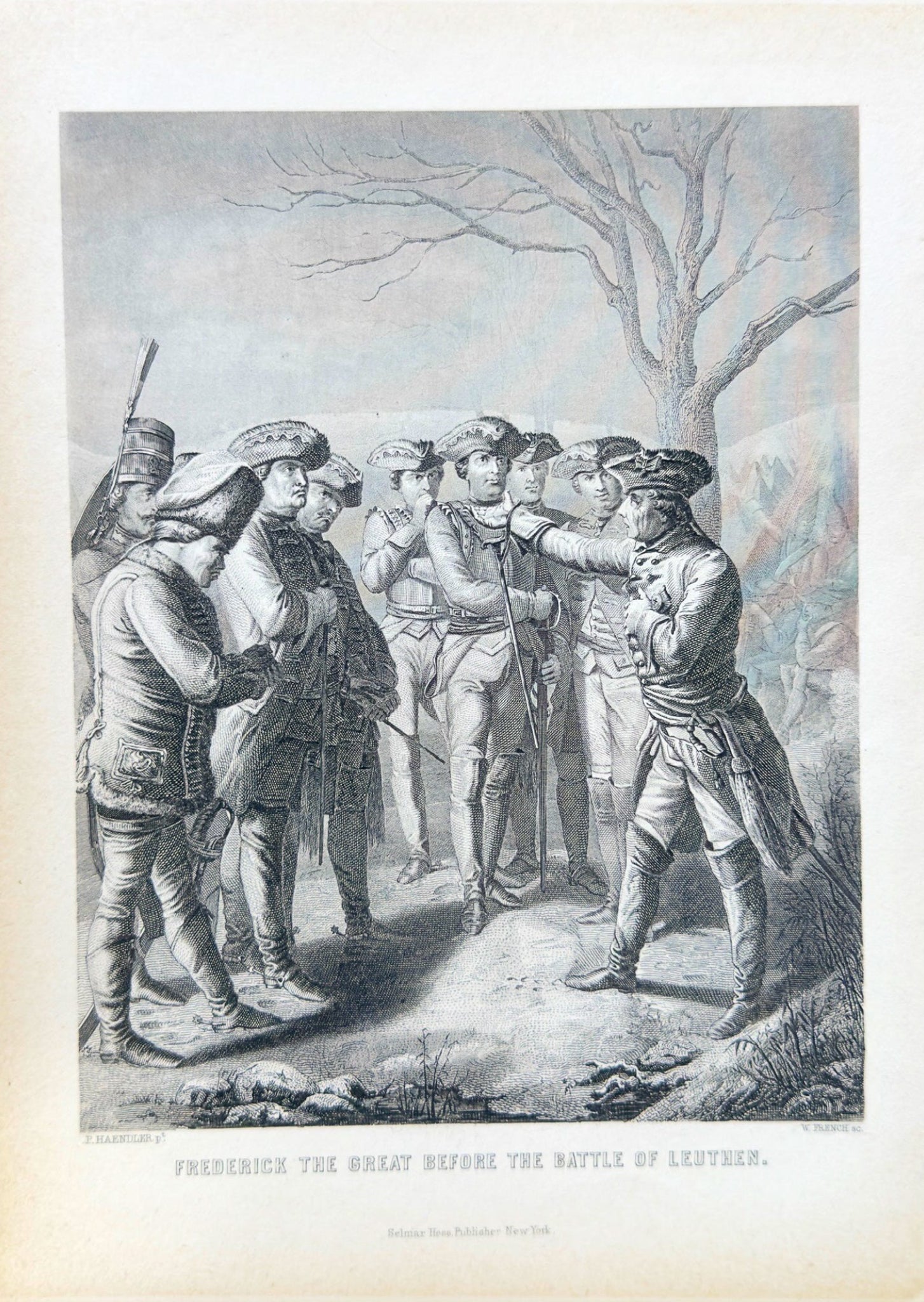 Vintage illustration of a group of men in a forest setting, possibly from a historical event or story.