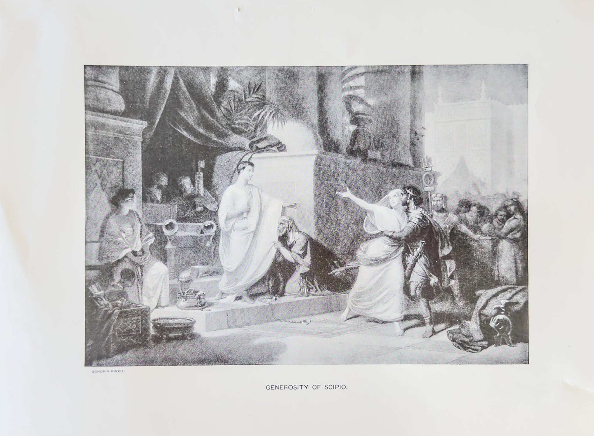 Antique Engraving – Generosity of Scipio – Scipio Africanus – Classical Roman History Print
