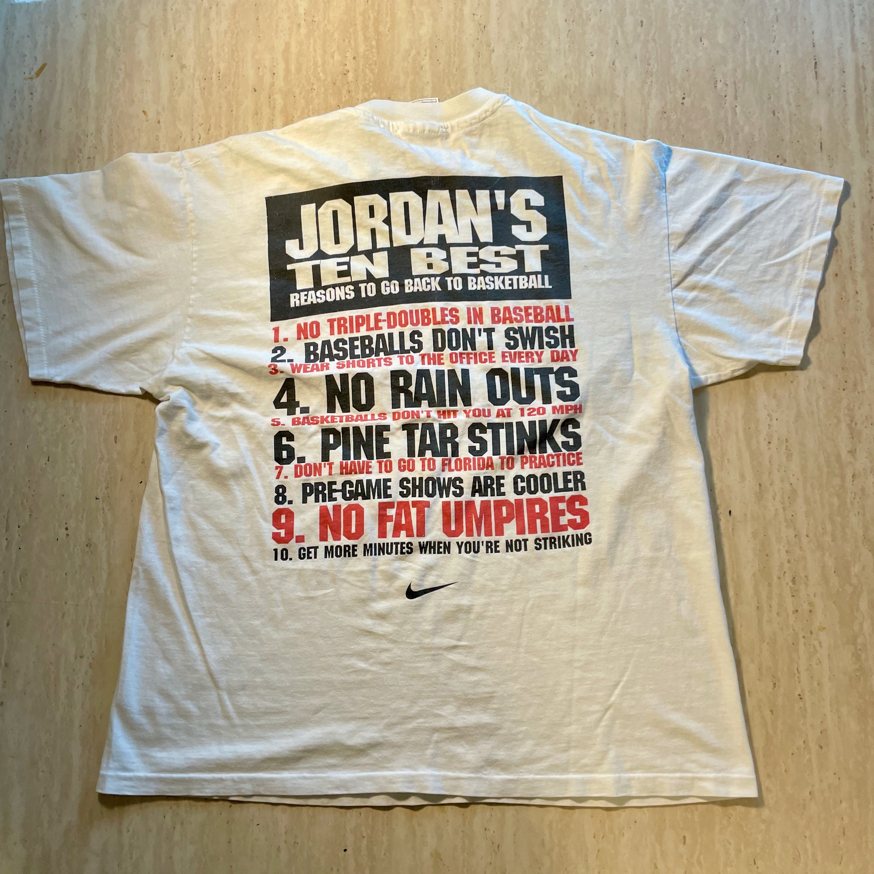 1995 Nike Michael Jordan Comeback T-Shirt Top Ten Reasons Return Bulls Vintage 90s Large