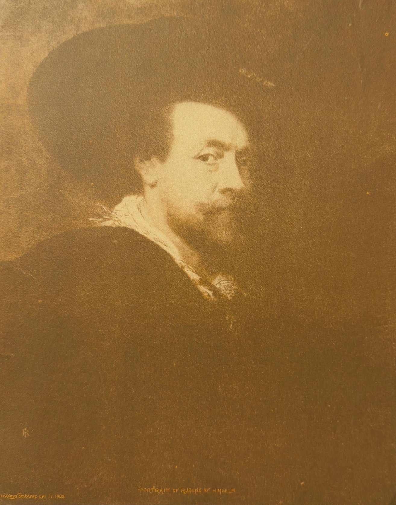 1902 Chicago Tribune Art Supplement “Portrait of Rubens” Sepia Print Plate