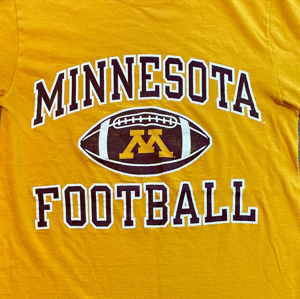 Vintage Champion Minnesota Golden Gophers Football T-Shirt Yellow Size S