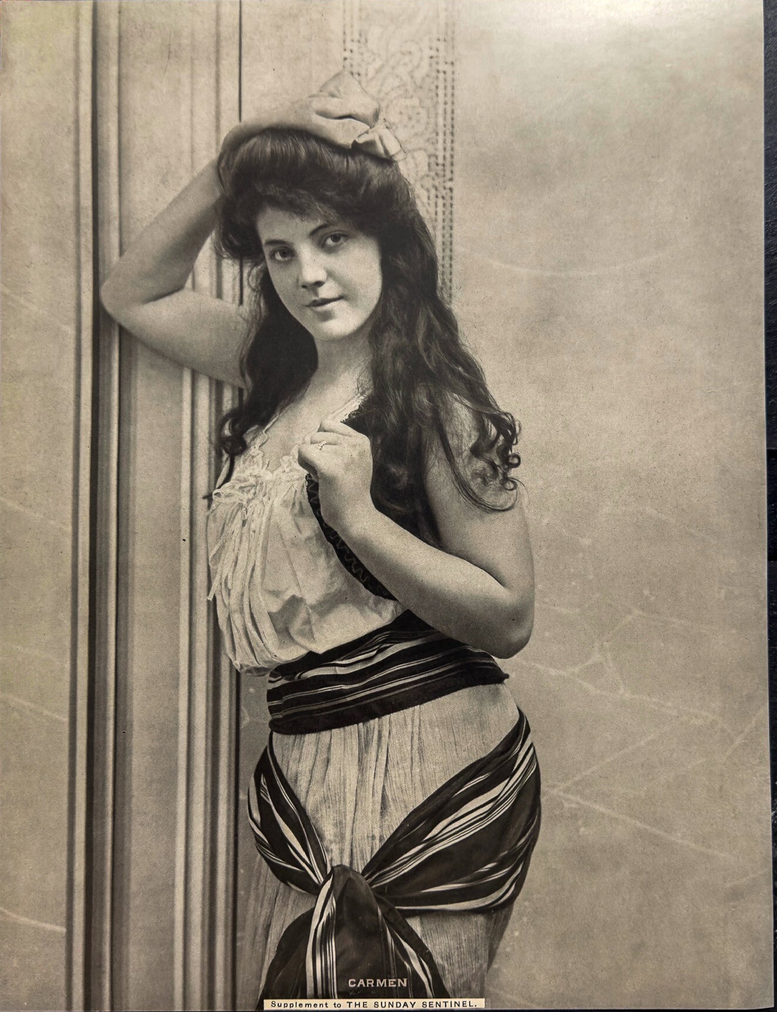 Antique “Carmen” Sunday Sentinel Supplement Print c1900 Victorian Portrait Woman 13x10
