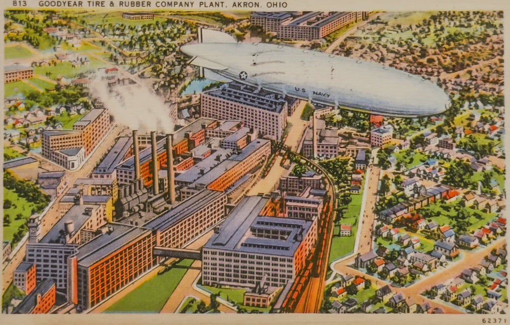 Goodyear Tire & Rubber Plant Akron OH Postcard U.S. Navy Blimp Airship