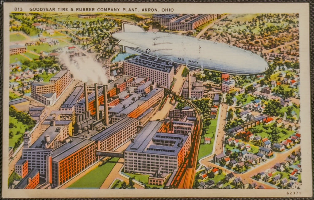 Goodyear Tire & Rubber Plant Akron OH Postcard U.S. Navy Blimp Airship