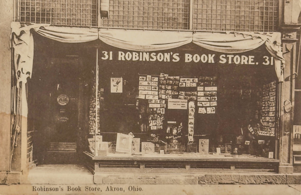 Vintage photograph of Robinson's Book Store in Akron, Ohio