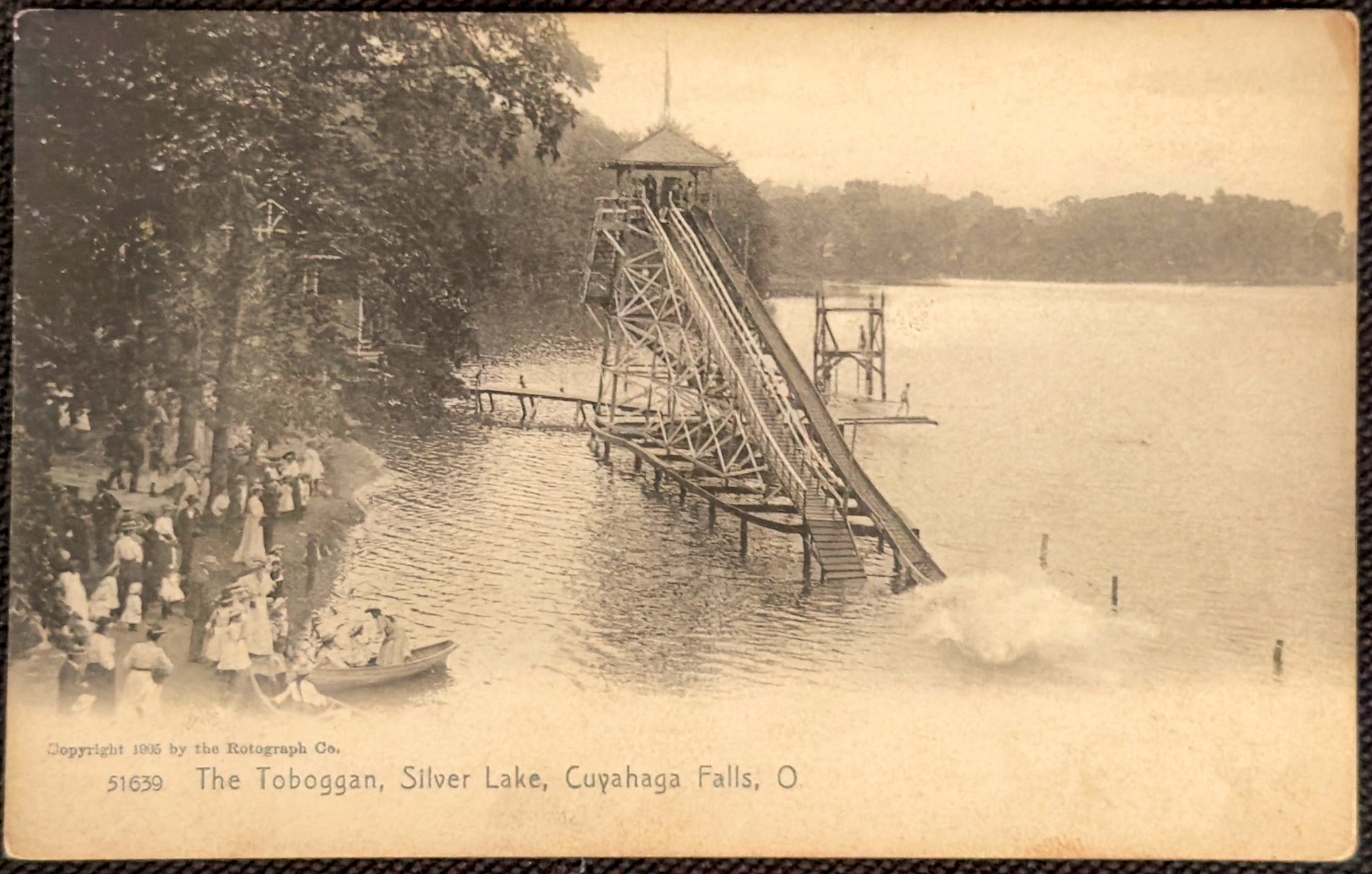 Antique Silver Lake Toboggan Postcard Lot (4) – Akron Ohio – 1905–1906 Rotograph Cards