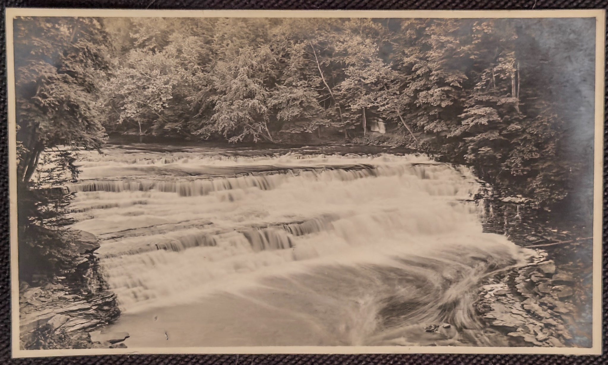 Antique Winter Waterfall Postcard Real Photo RPPC Snow Scene Nature Landscape Early 1900s