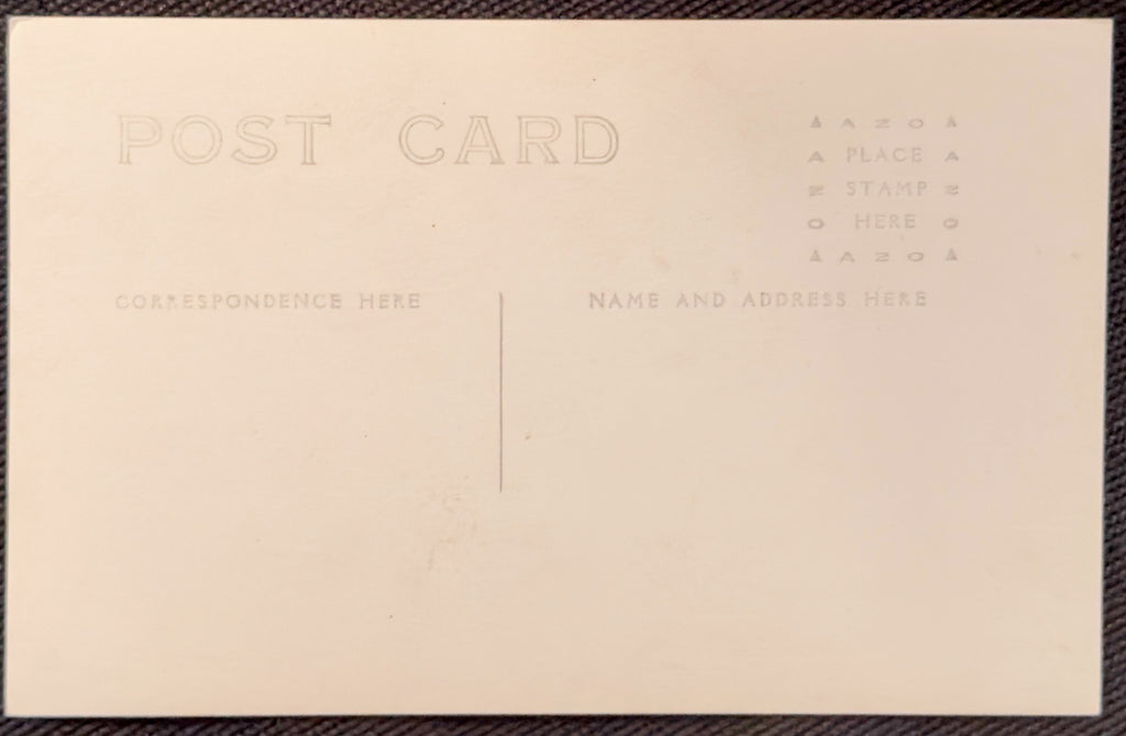 Beige postcard with text fields for correspondence and address on a matching background