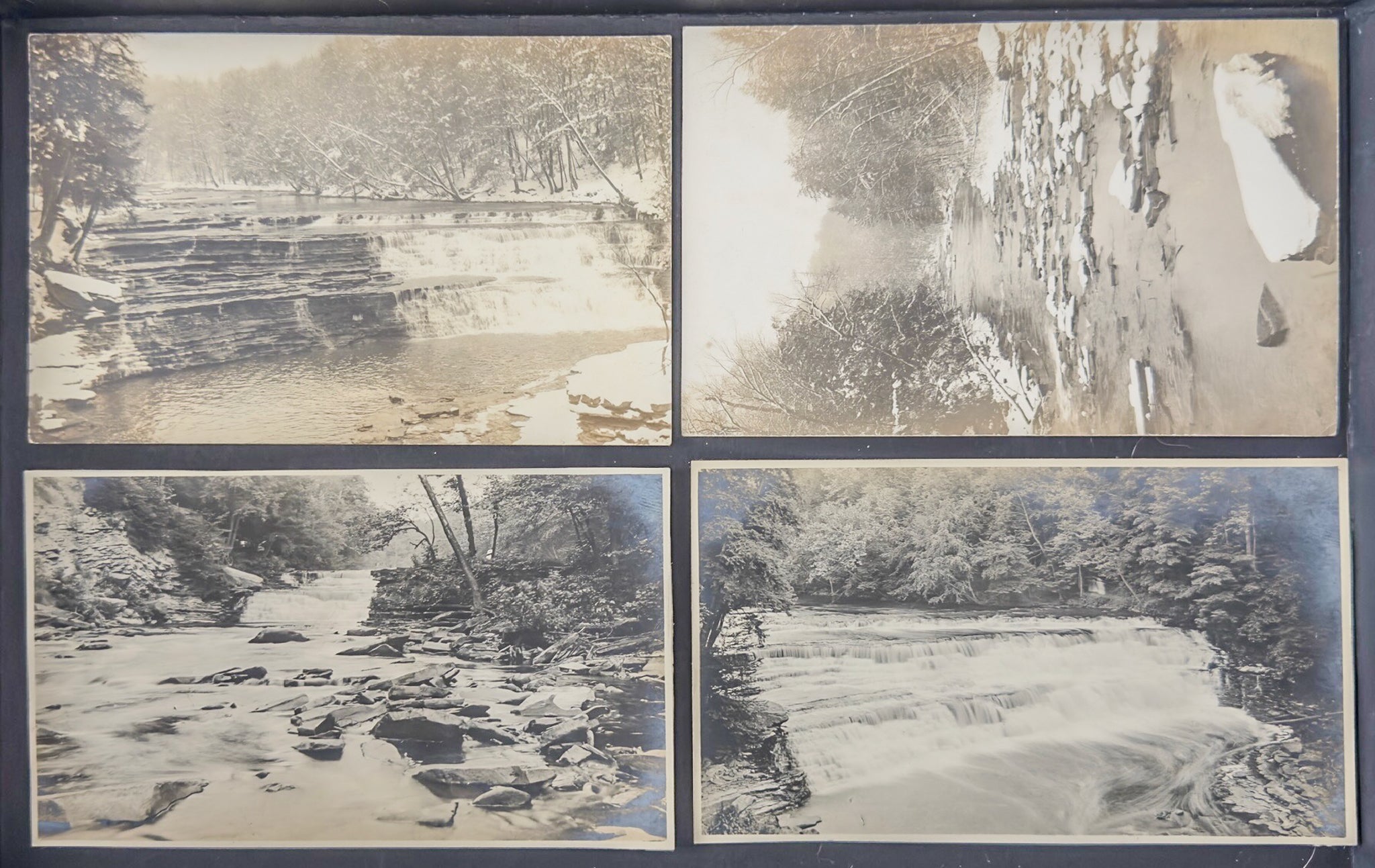 Antique Winter Waterfall Postcard Real Photo RPPC Snow Scene Nature Landscape Early 1900s