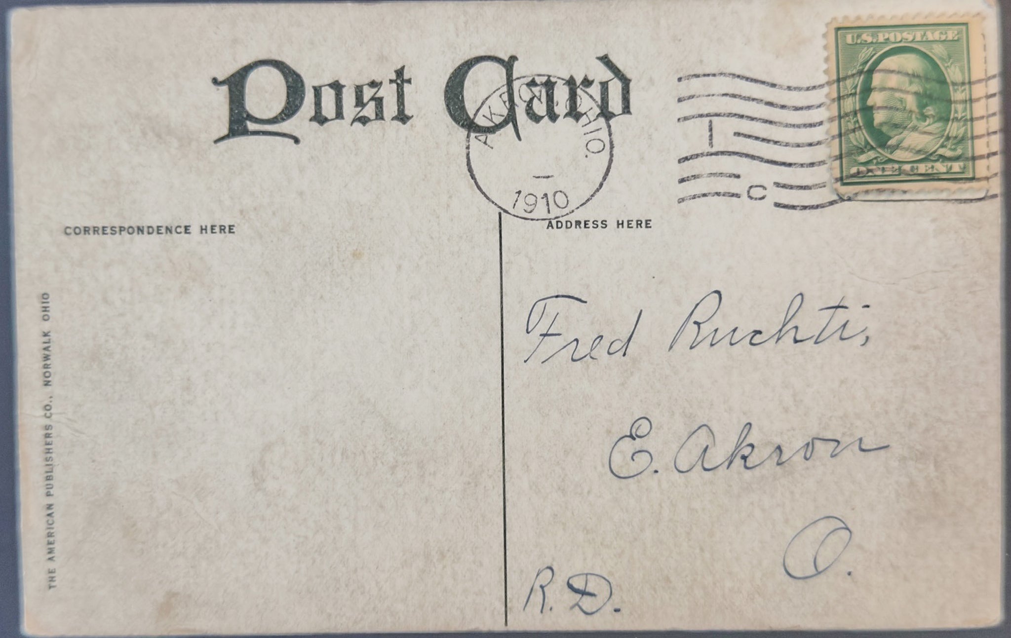 1910 Summit County Fair Akron Ohio Postcard Oct 4–7 1910 Parade Band Scene Mailed w/ Stamp