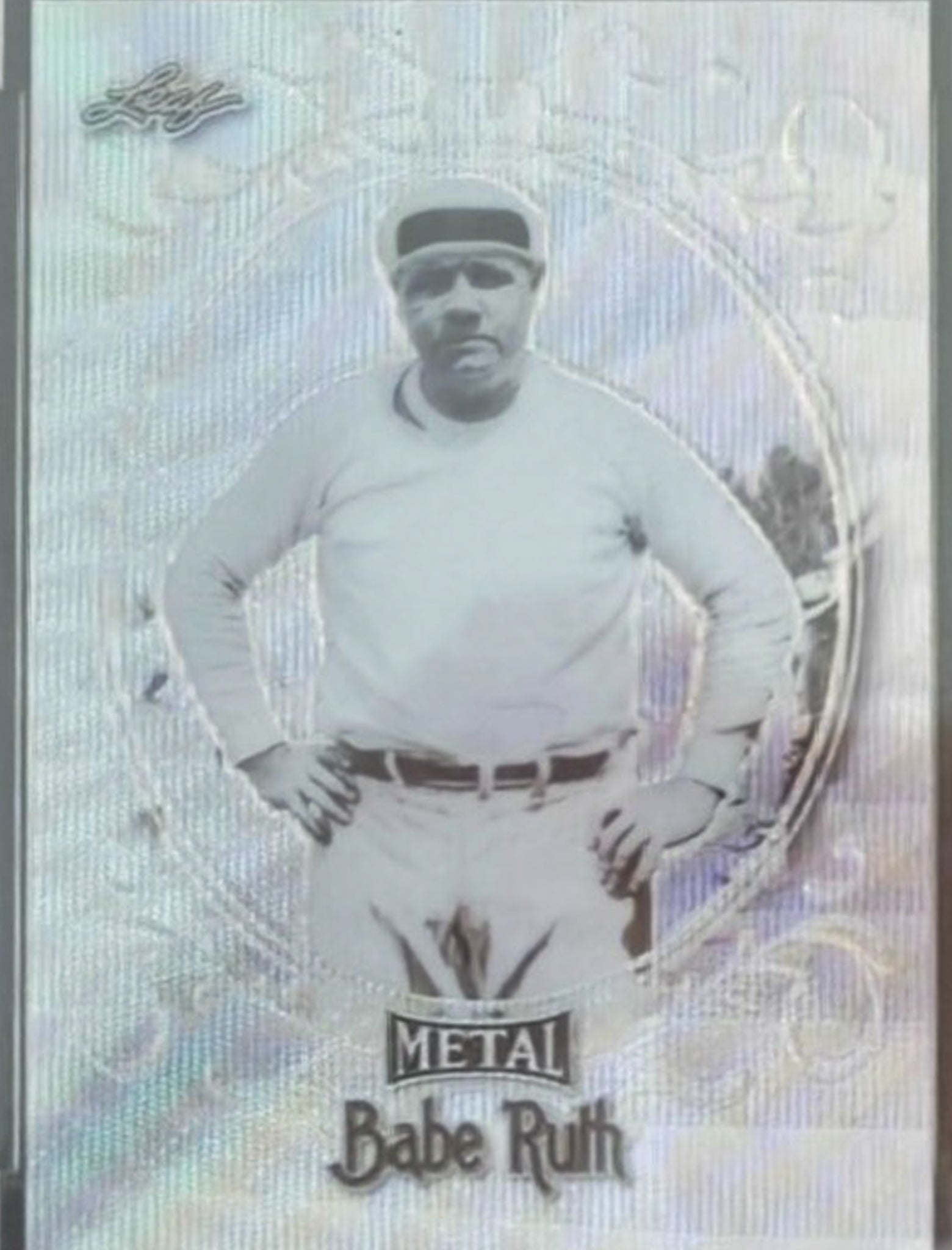 Baseball card of Babe Ruth with metallic sheen