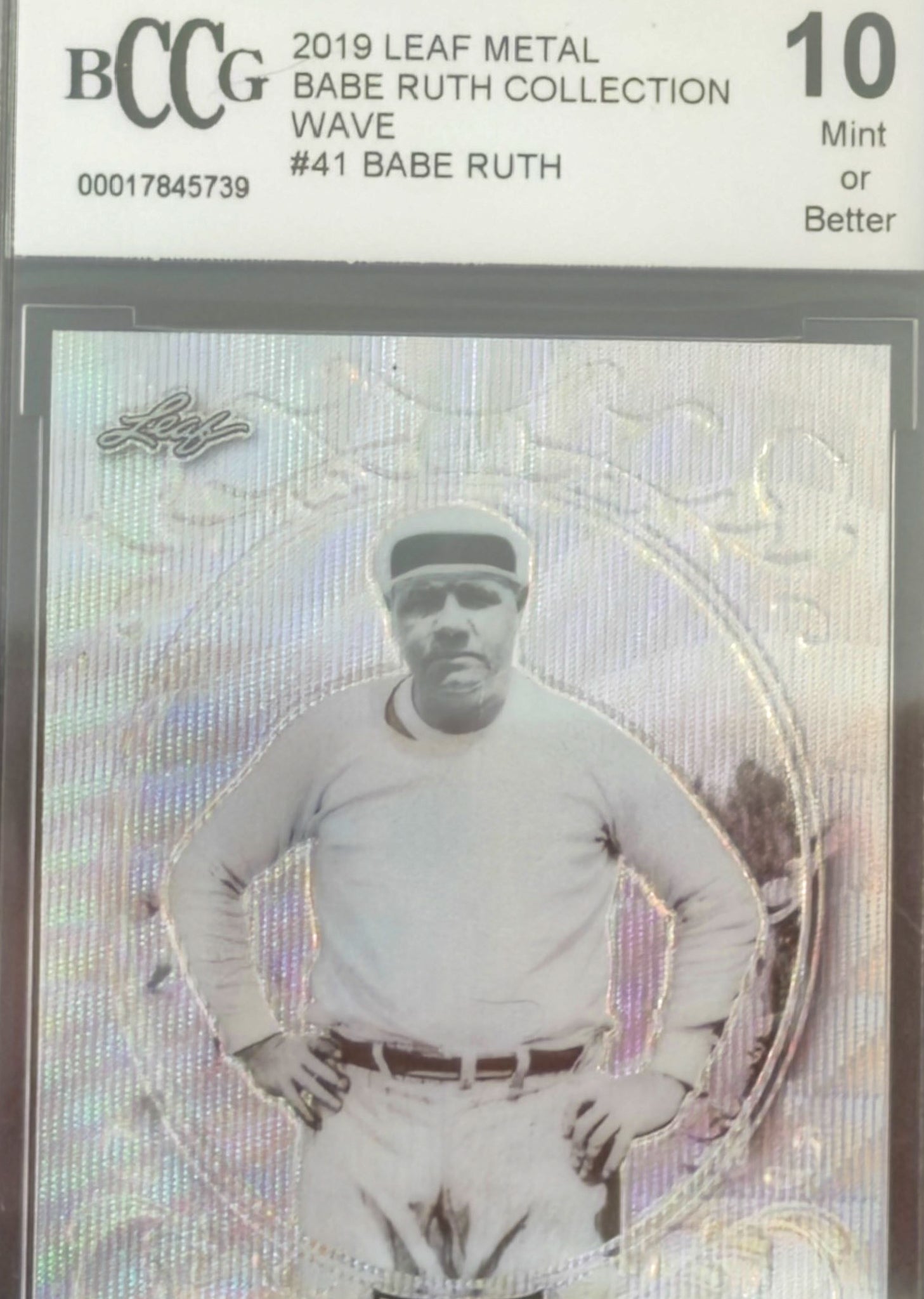 Baseball trading card of Babe Ruth with metallic sheen and 'Babe Ruth Collection' branding.