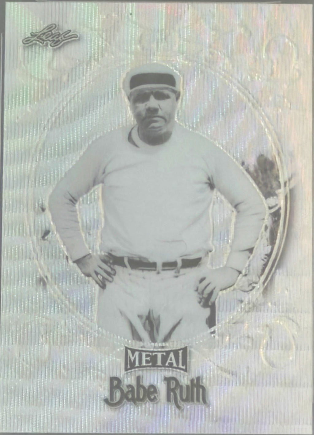 Baseball card of Babe Ruth with metallic finish