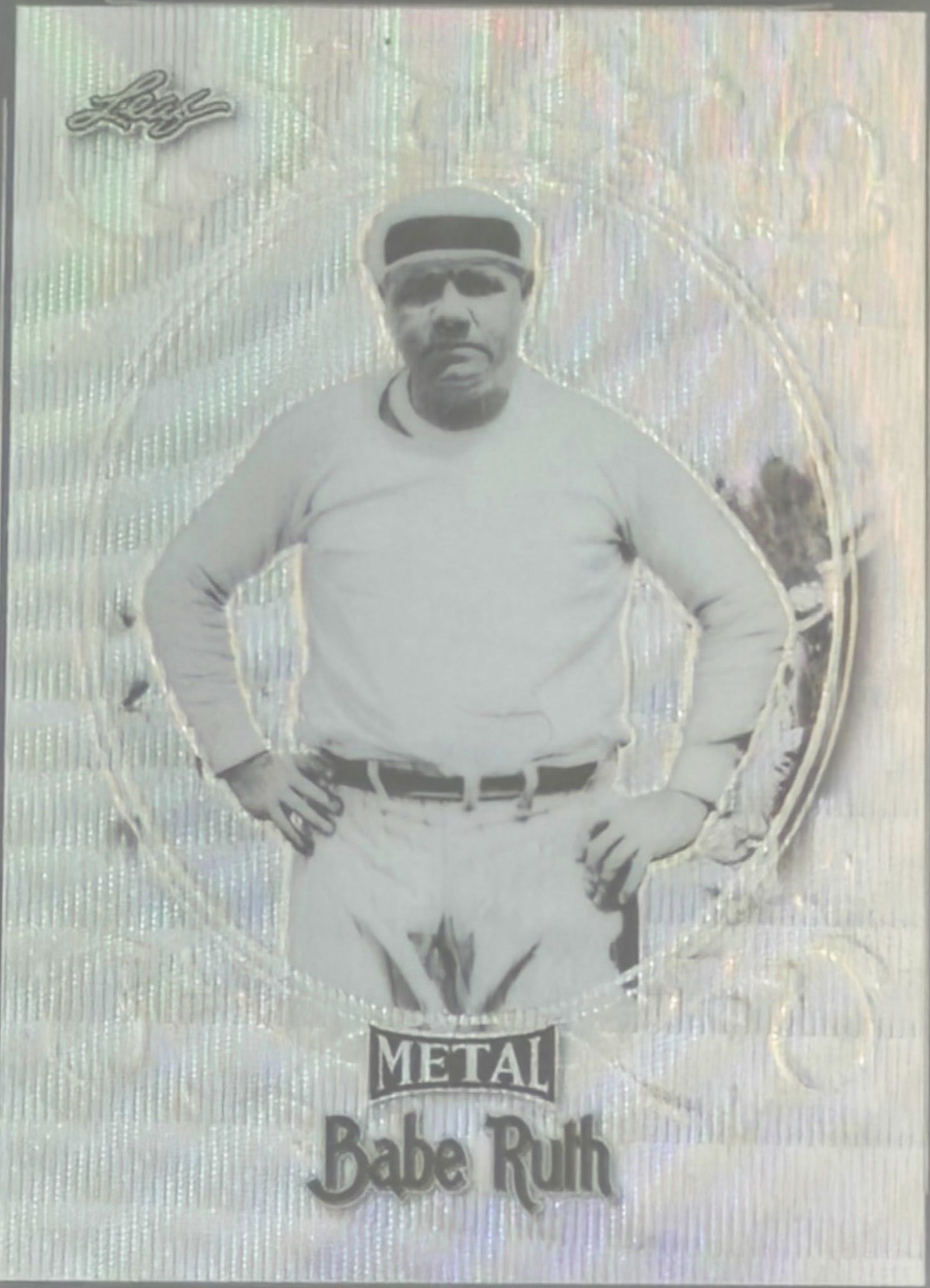 Baseball card of Babe Ruth with metallic finish