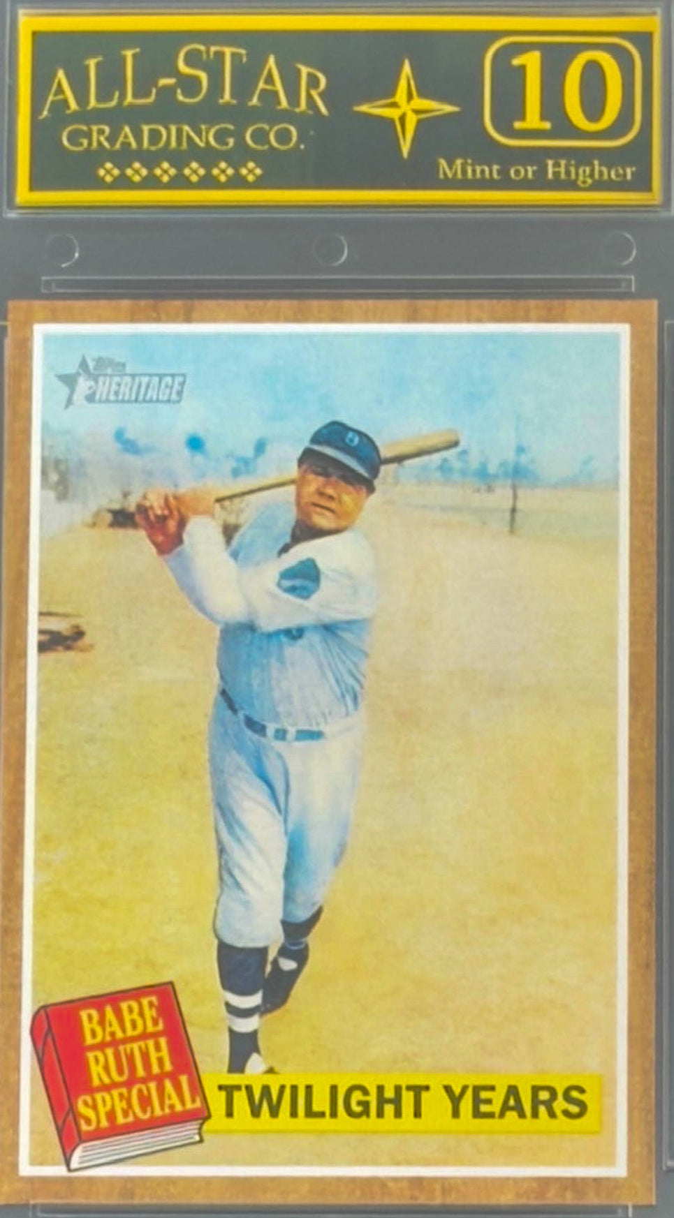 Baseball trading card of Babe Ruth with 'All-Star Grading Co.' grading label