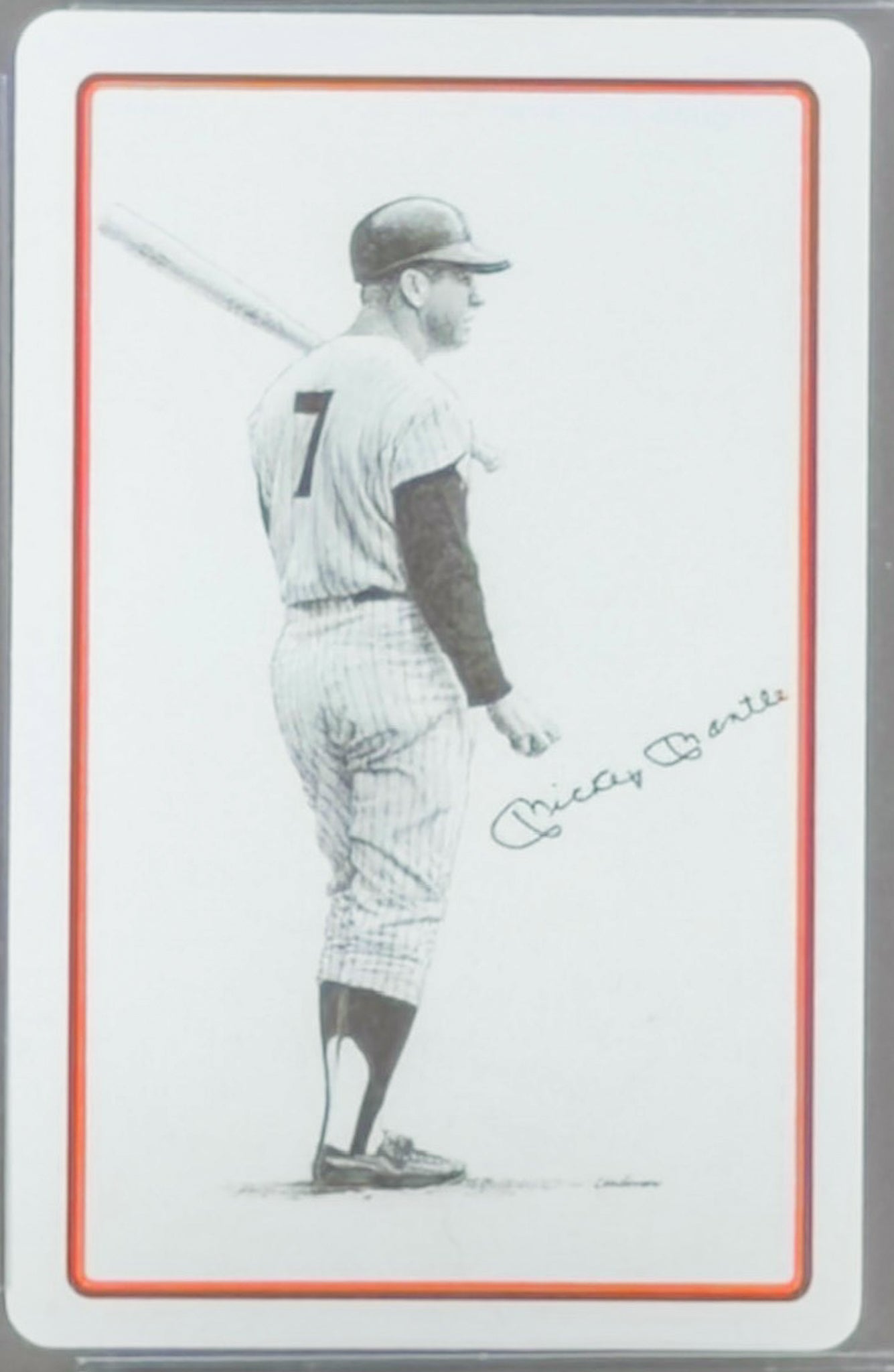 Baseball card of a player in a uniform with a signature on a white background