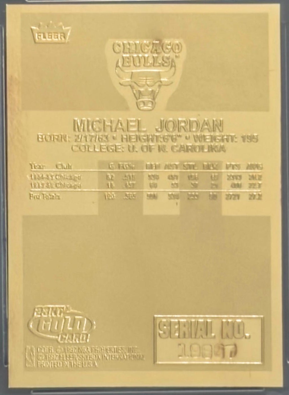 Gold sports trading card in clear protective case with World Class Grading logo