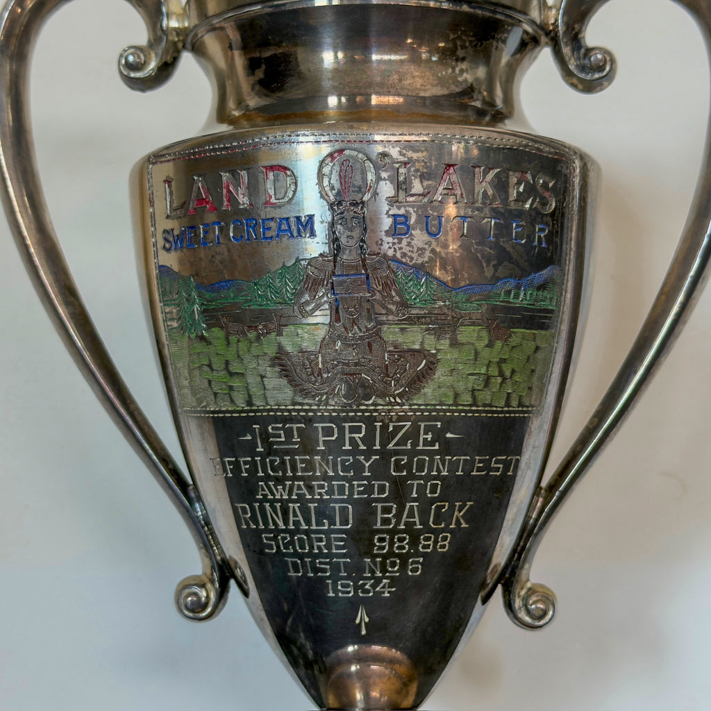 Vintage 1934 Land O’Lakes Sweet Cream Butter Trophy – Efficiency Contest – Derby Silver Co.
