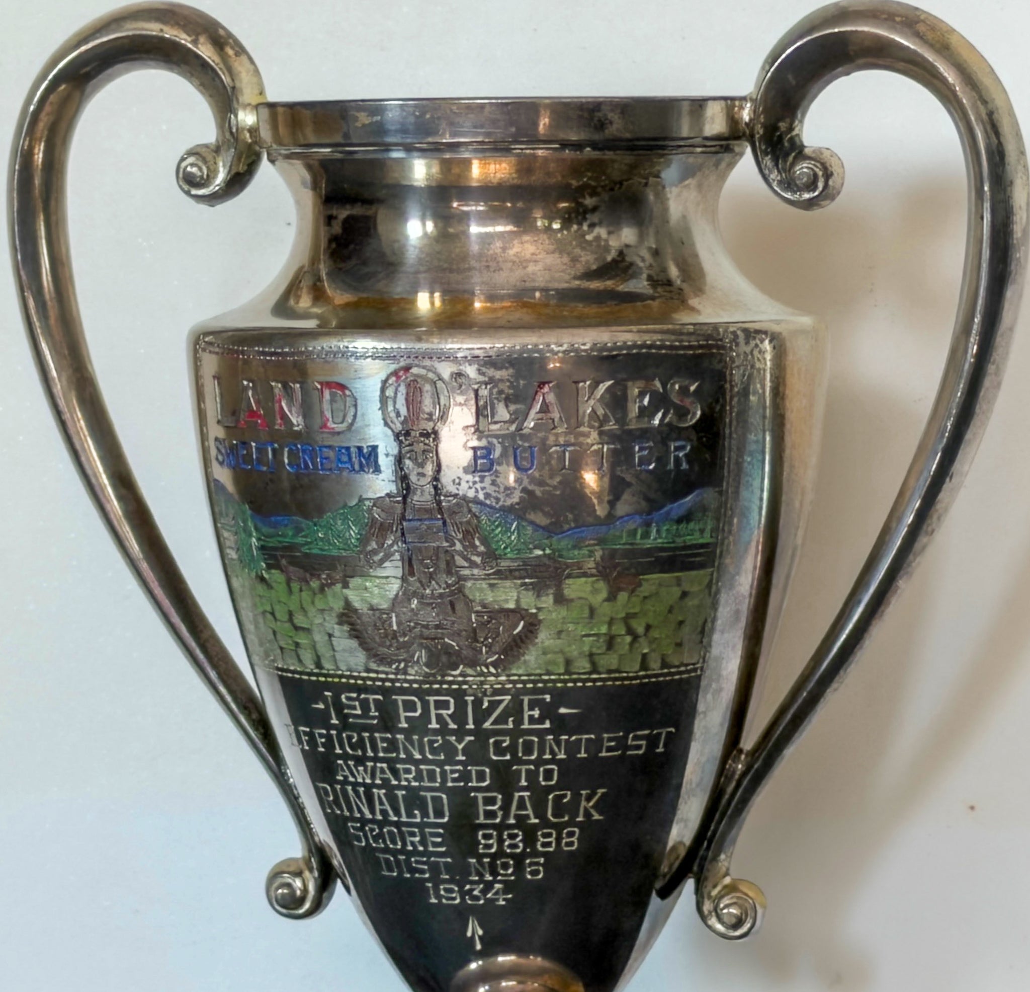 Vintage 1934 Land O’Lakes Sweet Cream Butter Trophy – Efficiency Contest – Derby Silver Co.