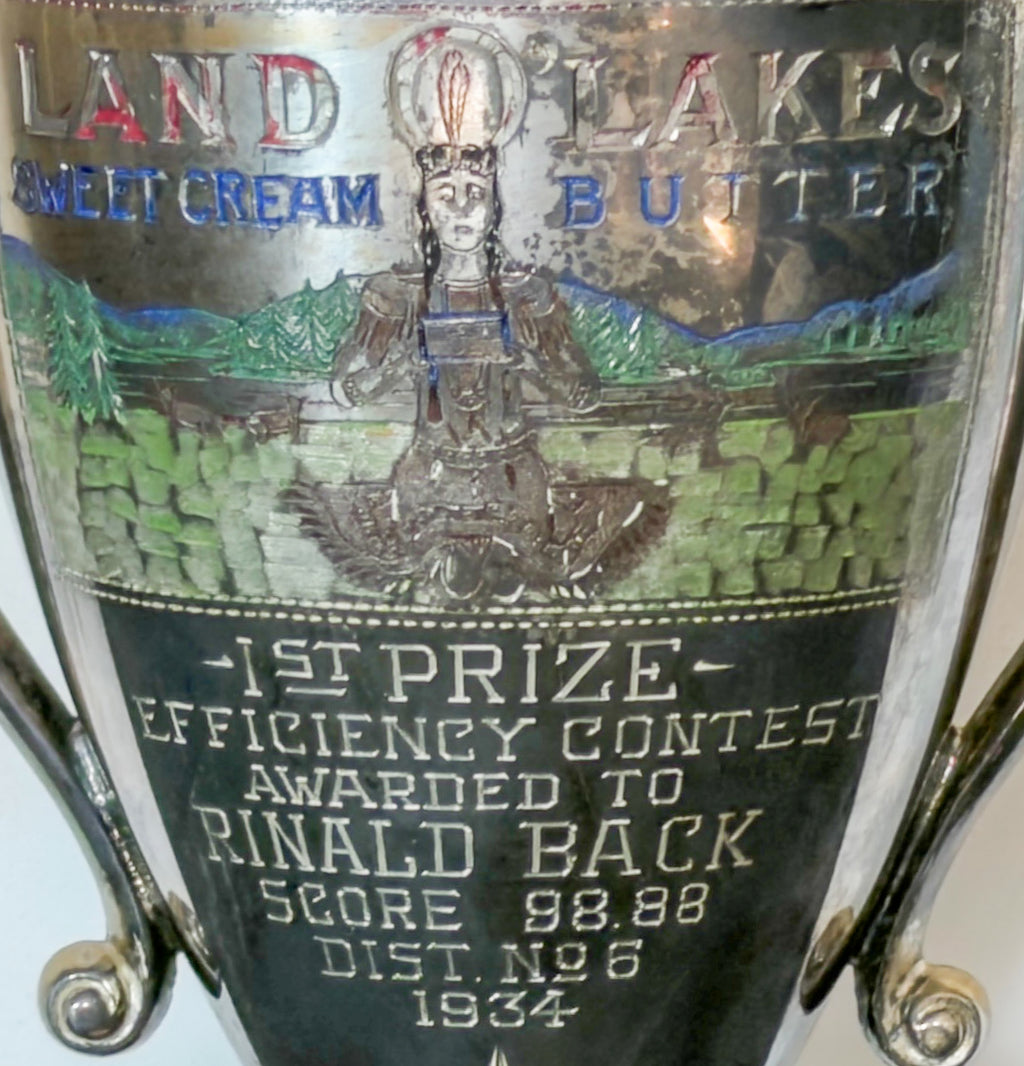 Vintage 1934 Land O’Lakes Sweet Cream Butter Trophy – Efficiency Contest – Derby Silver Co.