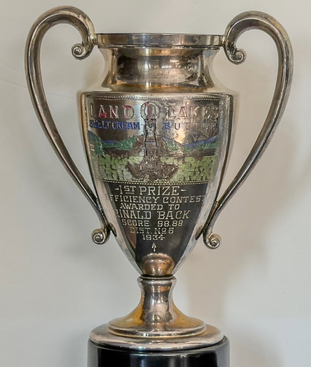 Vintage 1934 Land O’Lakes Sweet Cream Butter Trophy – Efficiency Contest – Derby Silver Co.