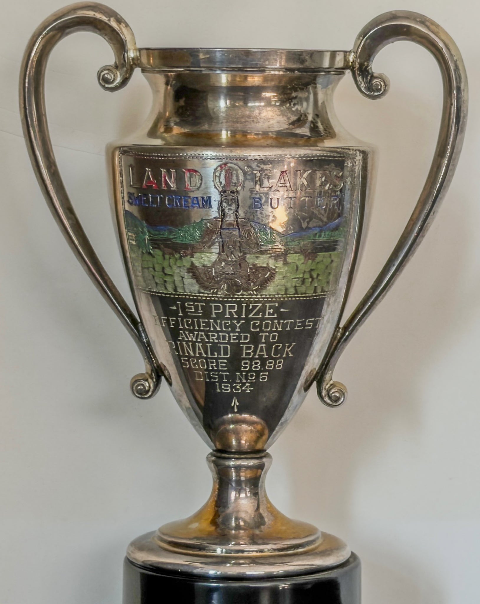 Vintage 1934 Land O’Lakes Sweet Cream Butter Trophy – Efficiency Contest – Derby Silver Co.