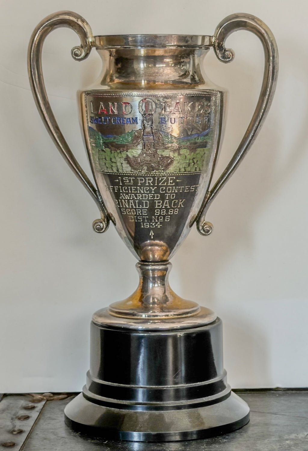 Vintage 1934 Land O’Lakes Sweet Cream Butter Trophy – Efficiency Contest – Derby Silver Co.