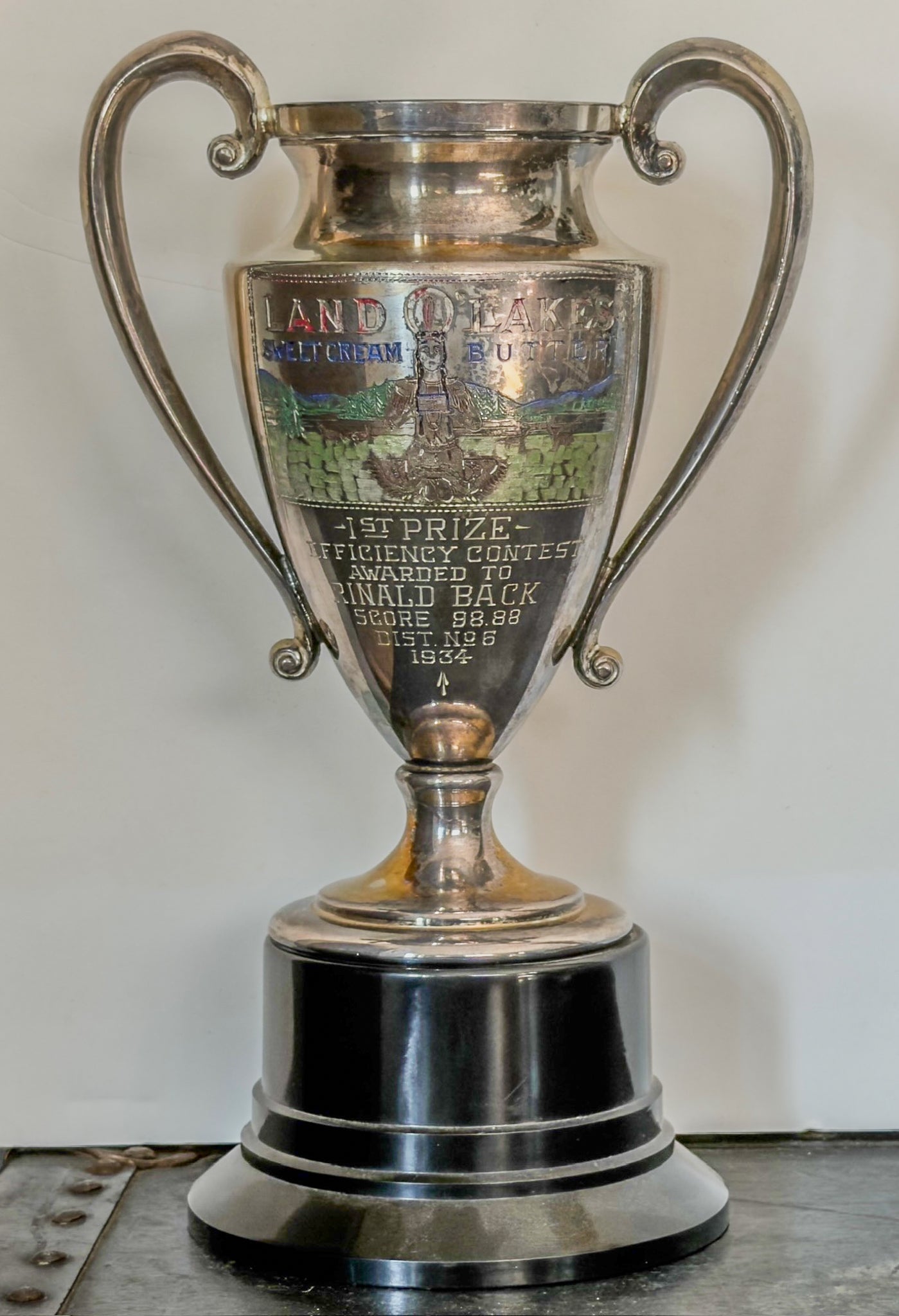 Vintage 1934 Land O’Lakes Sweet Cream Butter Trophy – Efficiency Contest – Derby Silver Co.