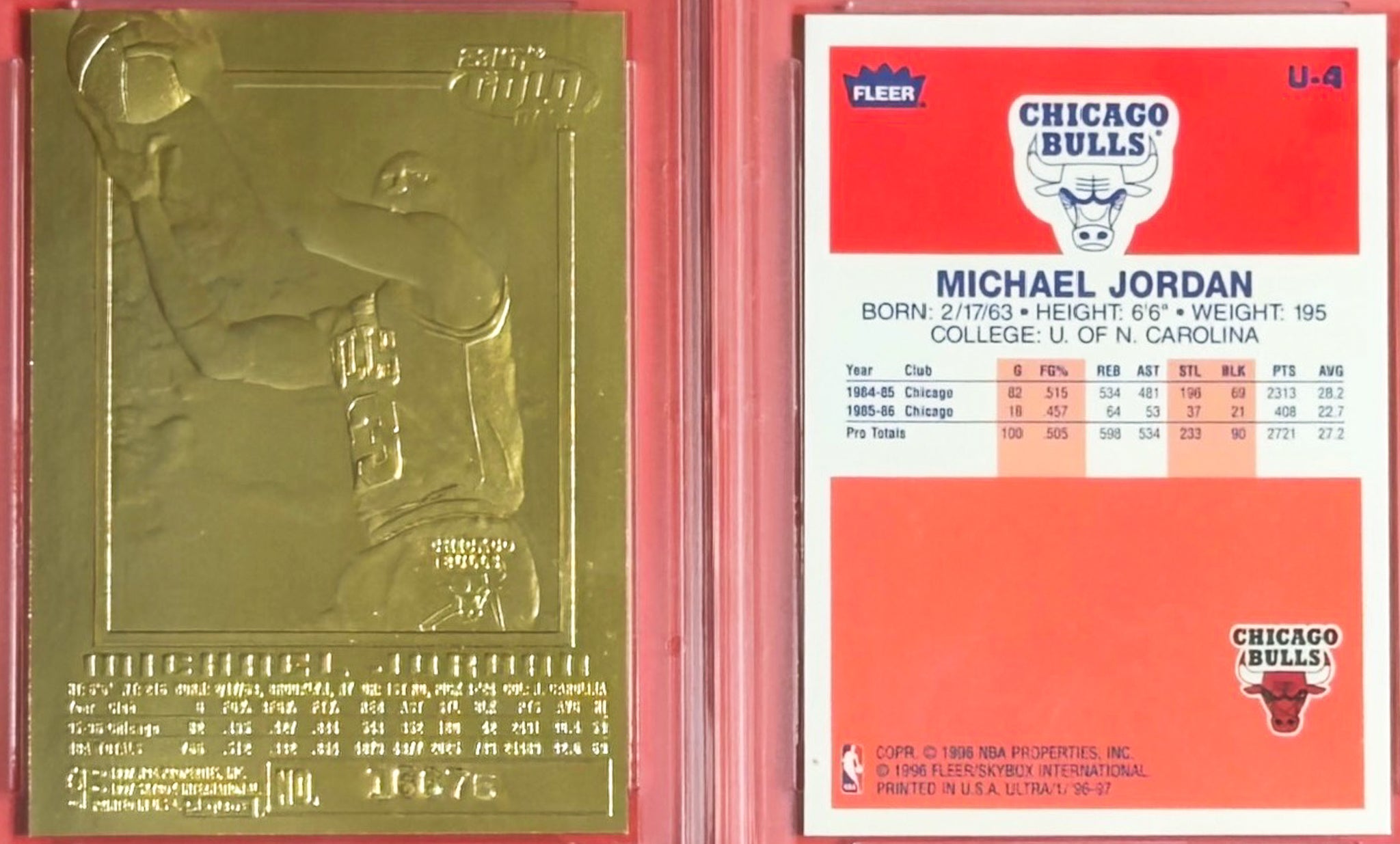 Michael Jordan 23KT Gold Fleer Ultra Card Lot (2) – WCG GEM MT 10