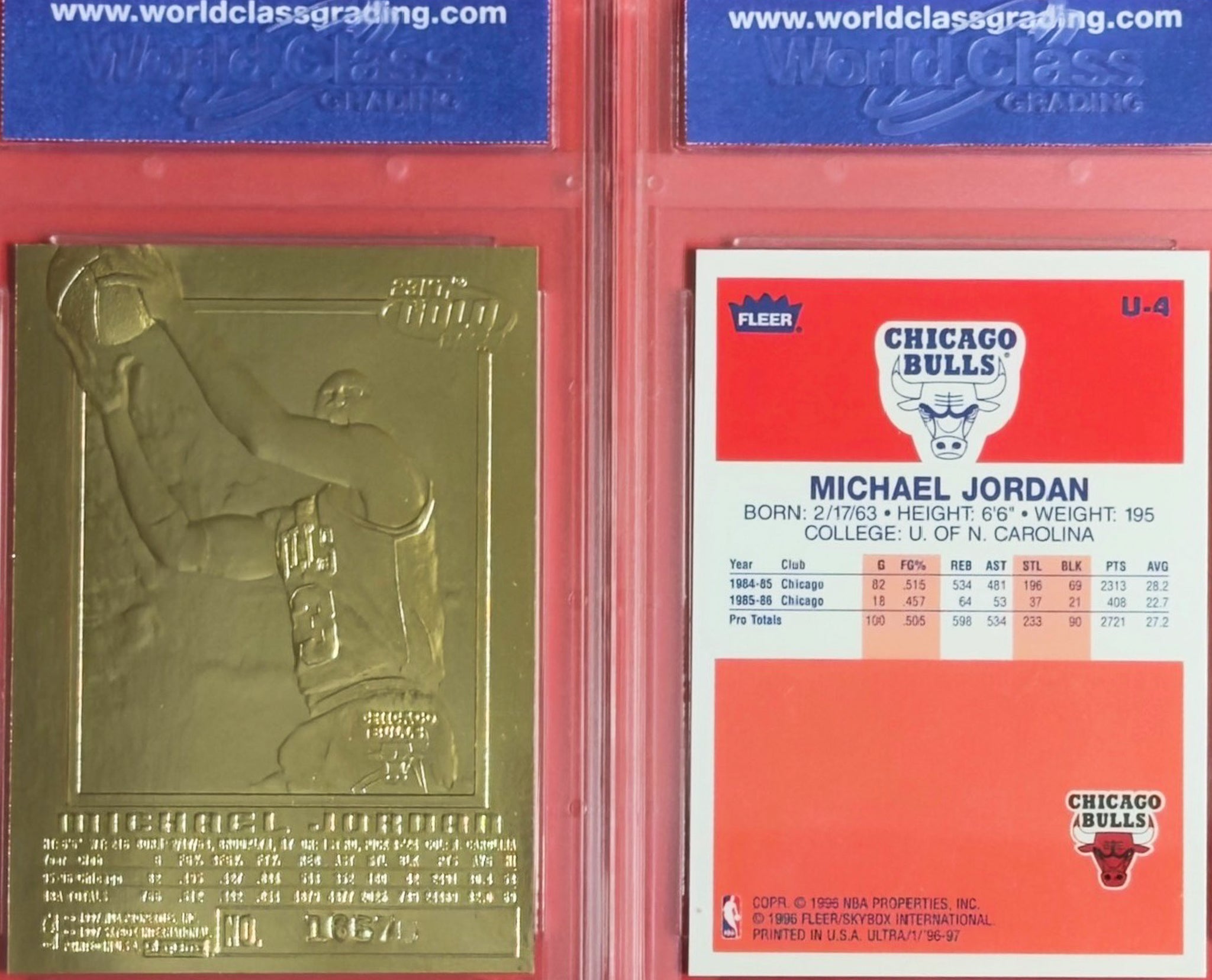 Two trading card packs featuring a gold embossed card and a red and white card with 'Chicago Bulls' branding.