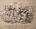 The Capture of Jeff Davis- Antique Civil War Political Satire Lithograph Nassau St NY