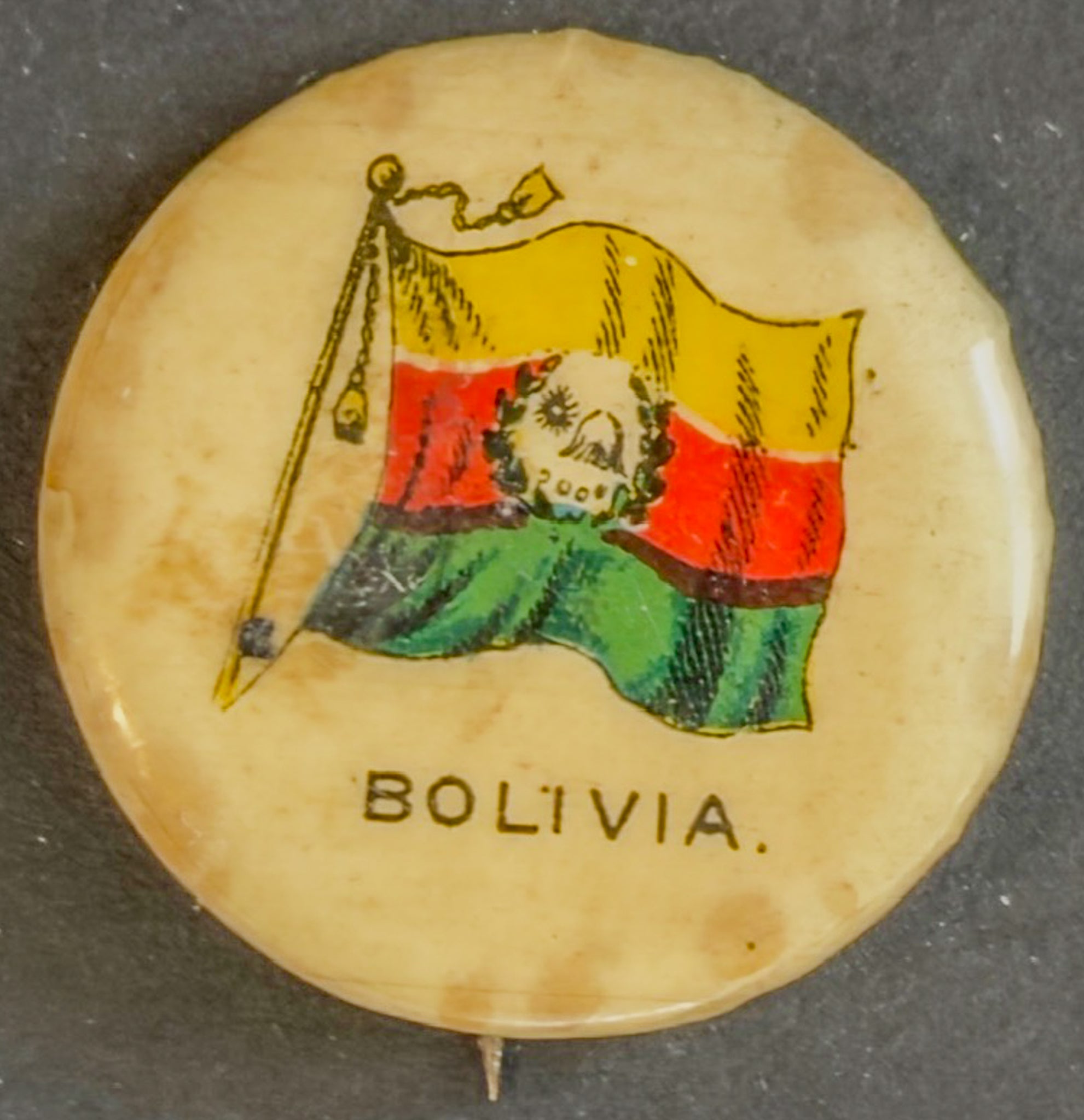 Antique Sweet Caporal Tobacco Flag Pinback Button Bolivia Whitehead & Hoag c1900 (Copy)