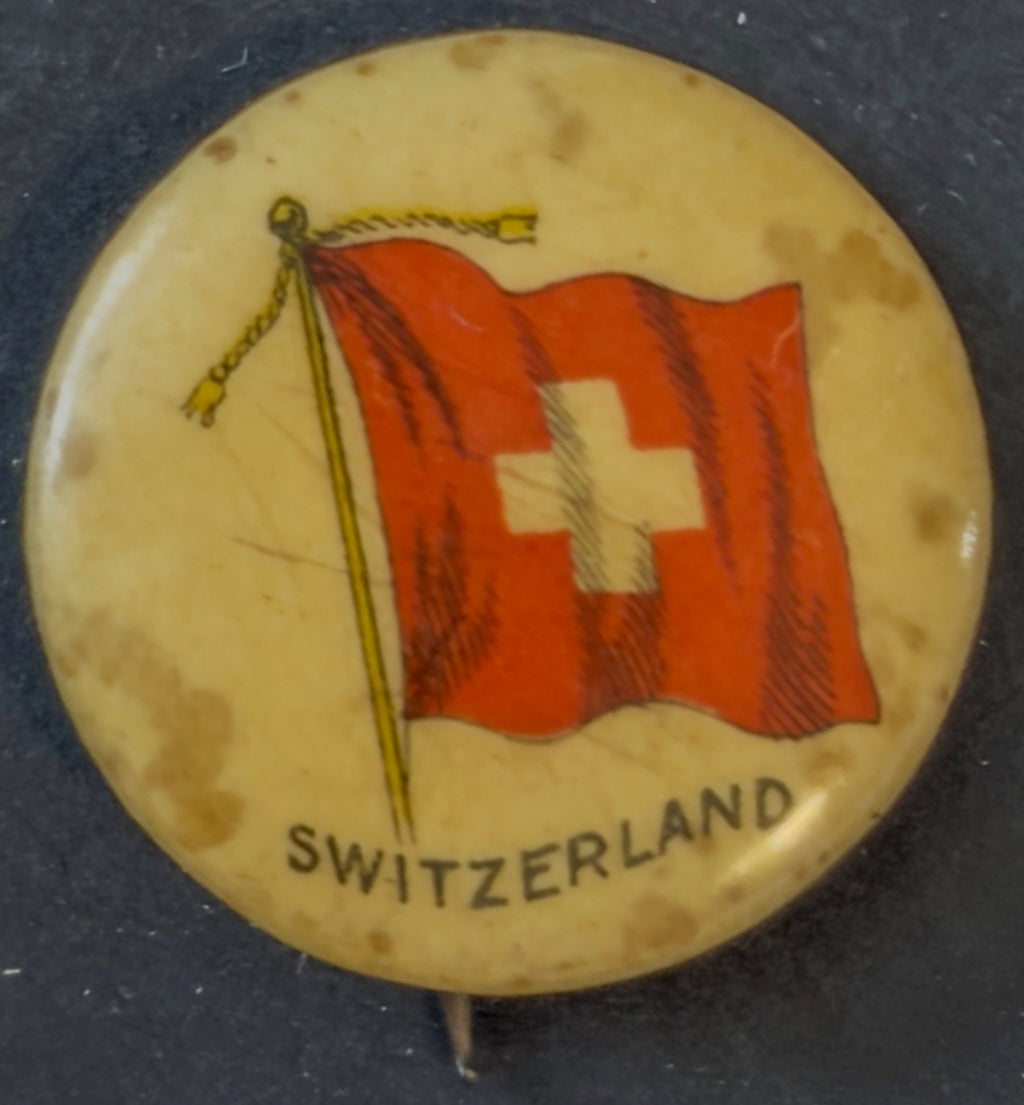 Antique Sweet Caporal Tobacco Flag Pinback Button Switzerland Whitehead & Hoag c1900 (Copy) (Copy)
