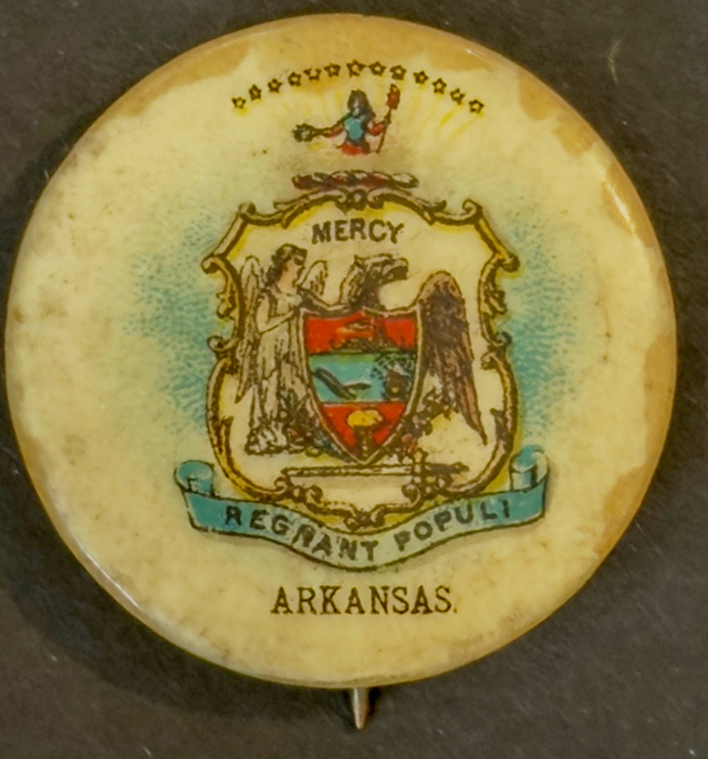 Sweet Caporal Arkansas State Seal Button Regnat Populi Tobacco Pinback