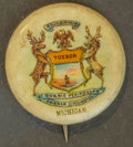 Sweet Caporal Michigan “Tuebor” State Seal Tobacco Premium Pinback Button