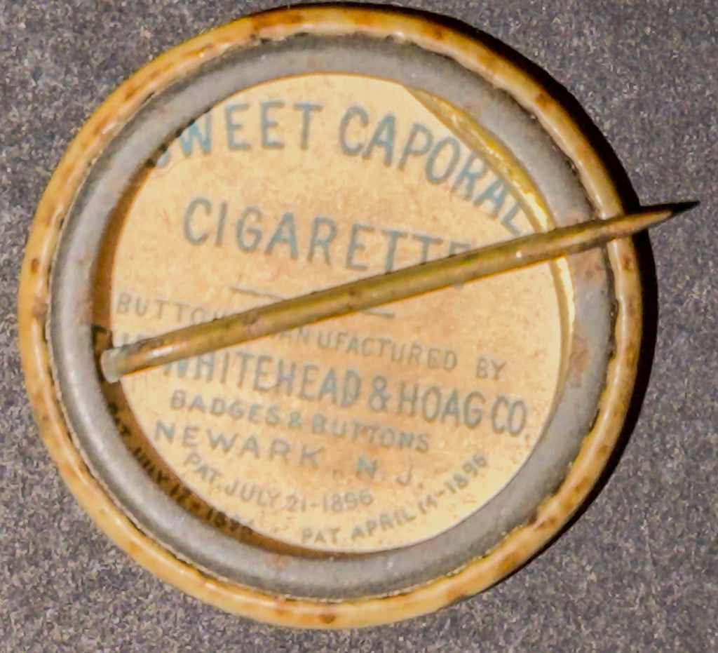 Antique Sweet Caporal Cigarette Pinback “Anna Suits” Portrait Celluloid Button Whitehead Hoag