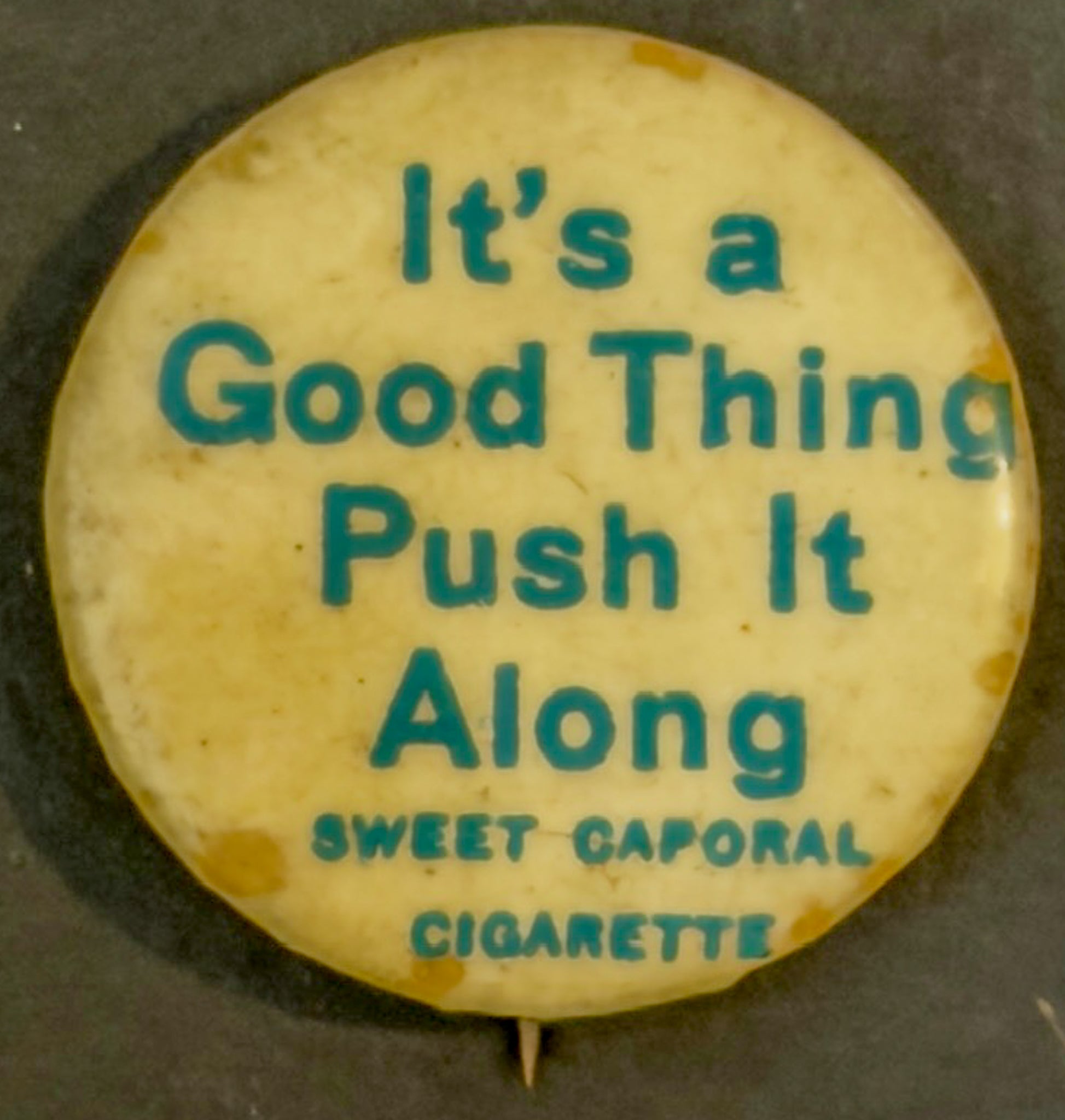Antique Sweet Caporal Cigarette Celluloid Button Whitehead & Hoag Newark NJ c1895