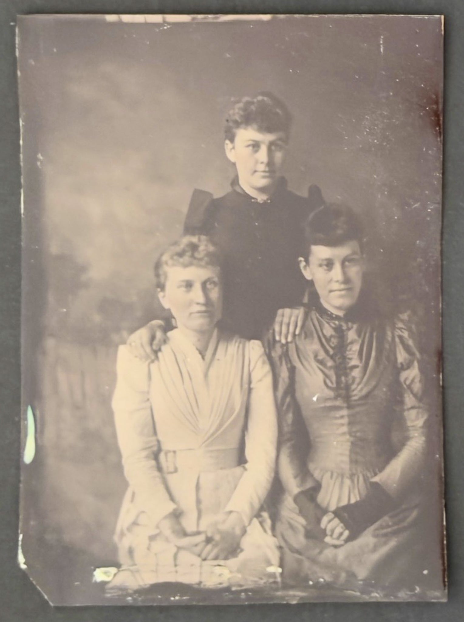 Antique Quarter Plate Tintype Photo Three Victorian Women Portrait