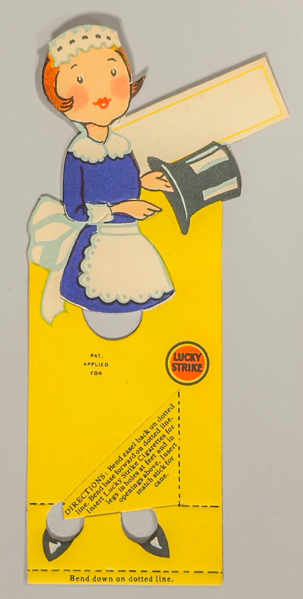 Pair Vintage Lucky Strike Dutch Maid Die Cut Easel Tobacco Advertising 1930s